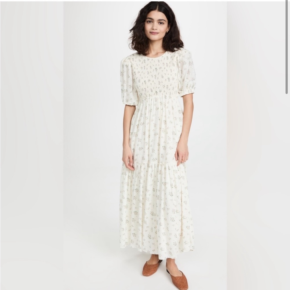En Saison Refine Dress in Natural Cotton floral maxi